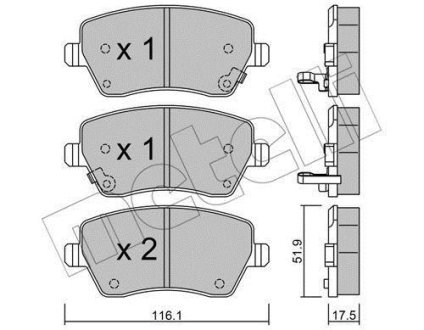 Комплект гальмівних колодок (дискових) Metelli 2204852