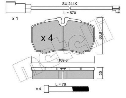 Комплект гальмівних колодок (дискових) Metelli 2206042K