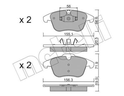 Комплект гальмівних колодок (дискових) Metelli 2206756 (фото 1)