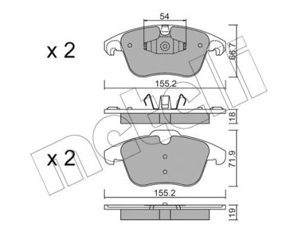 Комплект гальмівних колодок (дискових) Metelli 2206757