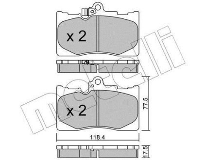 Комплект гальмівних колодок (дискових) Metelli 2207990 (фото 1)