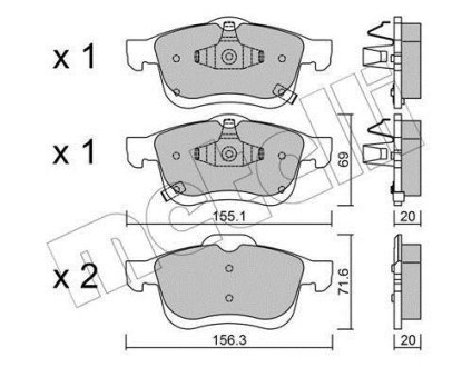 Комплект гальмівних колодок (дискових) Metelli 2208242 (фото 1)