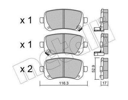 Комплект гальмівних колодок (дискових) Metelli 2208640 (фото 1)