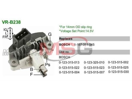 Регулятор напряжения генератора MOBILETRON VRB238