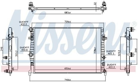 VW Радіатор охолодження двиг. GOLF VII 1.0, 1.2 12-, GOLF SPORTSVAN VII 14-, SKODA, AUDI, SEAT NISSENS 606218 (фото 1)