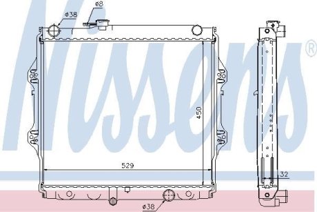 TOYOTA Радіатор охолодження двиг. HILUX VI Пікап 2.5 D-4D 01- NISSENS 64599A