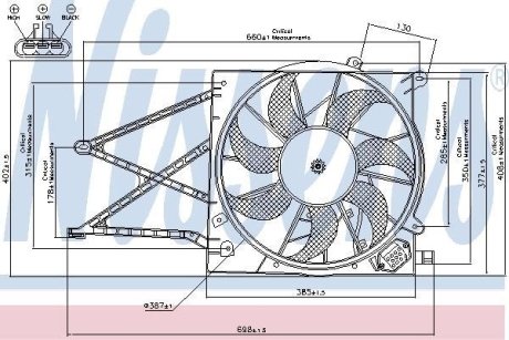 OPEL Вентилятор радіатора ASTRA / ZAFIRA 1,7 TD 98- NISSENS 85176