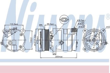 OPEL Компресор кондиціонера Astra F, Calibra A, Vectra A NISSENS 89058 (фото 1)