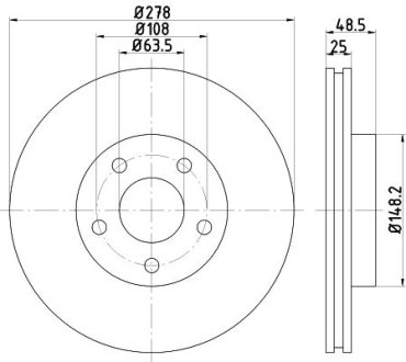 Диск гальмівний передній Mazda 3 1.6, 2.0 (11-17)/ Ford Focus 1.6, 1.8, 2.0 (04-12) NISSHINBO ND5019K