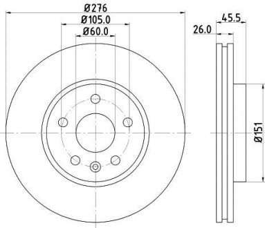 Диск тормозной передний Chevrolet Cruze, Aveo T300 1.4, 1.6, 2.0 (09-) NISSHINBO ND6024K