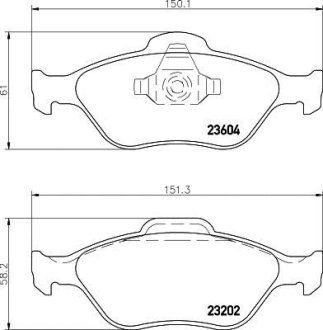 Колодки тормозные дисковые передние Mazda2 1.3, 1.4, 1.6 (03-)/Ford Fusion 1.4, 1.6 (04-12) NISSHINBO NP5008 (фото 1)