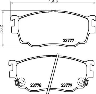 Колодки тормозные дисковые передние Mazda 626 2.0 (98-02) NISSHINBO NP5023 (фото 1)