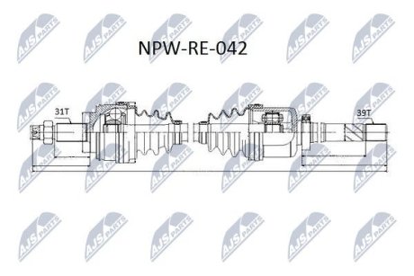 Напіввісь NTY NPWRE042