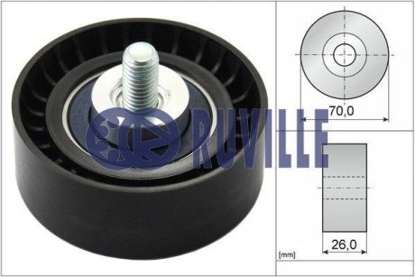 Ролик ГРМ обвідний FIAT Ulysse 02-10; PEUGEOT 807 02-14, Partner 96-08, 607 99-10, 406 97-04; CITROEN C5 01-08, C8 02-14; LANCIA Phedra 02-10 RUVILLE 55939