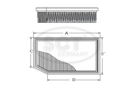 Фильтр воздушный RENAULT Duster 1.6 SCe 115 (16-) (SB 2386) SCT Germany SB2386 (фото 1)