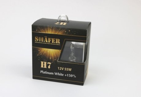 Лампа галогенова H7 12V55W Platinum White +150% (комплект, картонний бокс 2шт) SHAFER SL3007P