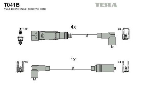 Провода высоковольтные (к-кт) SKODA OCTAVIA I 1.6i BLATNA TESLA T041B