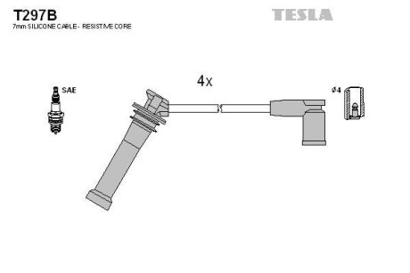 Провода высоковольтные (к-кт) Mazda 6 (02-08) 1.8, 2.0, 2.3i BLATN TESLA T297B
