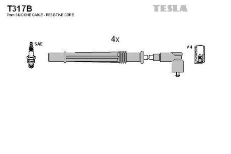 Комплект кабелiв запалювання TESLA T317B