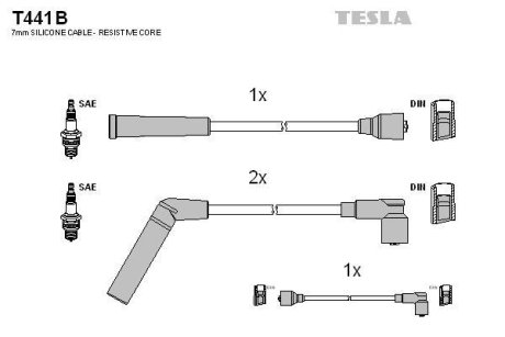 Провода свечные Матиз 0,8 (под трамблер) (силикон) TESLA T441B (фото 1)