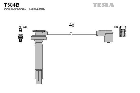 Провода высоковольтные (к-кт) Subaru Legaci IV 2.5i BLATNA TESLA T584B