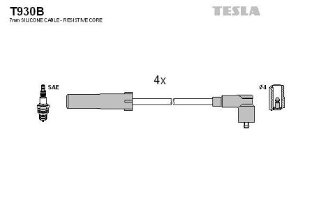 Комплект кабелiв запалювання TESLA T930B