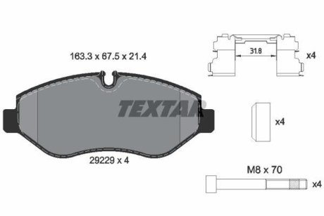 Комплект гальмівних колодок TEXTAR 2922901