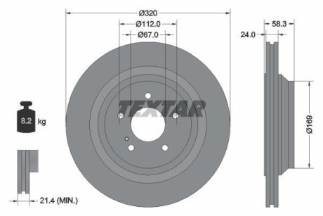 Диск гальмівний MERCEDES S(W221,C216)/SL(R230) "R D=320mm "05>> TEXTAR 92160705