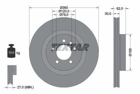 Диск гальм. передн. LANDROVER Range Rover sport 05- TEXTAR 92162000