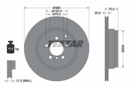 Диск гальмівний LAND ROVER Range Rover "R D=365mm "09-12 TEXTAR 92224803