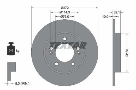 Диск гальмівний HYUNDAI/KIA i30/Ceed "R D=272mm "16>> TEXTAR 92291703