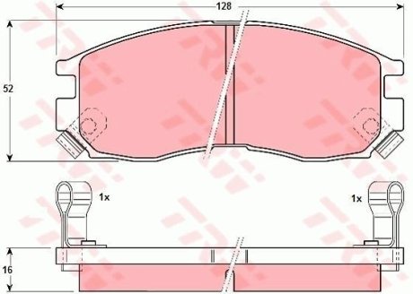 Гальмівні колодки дискові CHRYSLER (USA) - HYUNDAI - MITSUBISHI - PLYMOUTH (Chrysler) Sebring/Sant TRW GDB1128 (фото 1)