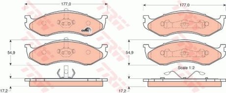 Гальмівні колодки дискові AMC Jeep - JEEP (Chrysler) - KIA - RENAULT Cherokee/Grand Cherokee/Cherok TRW GDB1153 (фото 1)