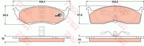 Гальмівні колодки дискові CHRYSLER (USA) - DODGE (Chrysler) - PLYMOUTH (Chrysler) Grand Voyager/Ne TRW GDB1236 (фото 1)