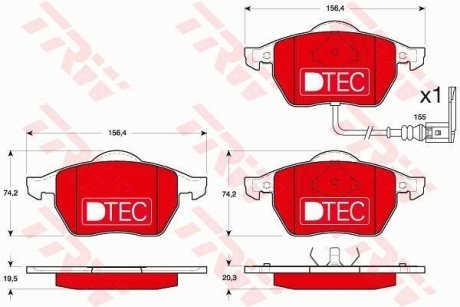 Гальмівні колодки дискові AUDI/SEAT/SKODA/VW A3/TT//Leon/Octavia/Polo/Golf "F "96-"10 TRW GDB1403DTE