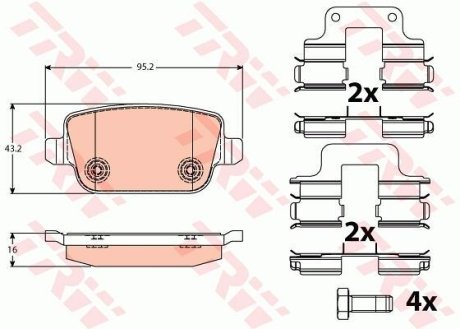 A_Гальмівні колодки дискові LAND ROVER Freelander "R "3,2 "06>> TRW GDB1709