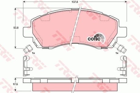 Гальмівні колодки дискові SUBARU Impreza/Impreza Estate/Wagon (Plus)/Legacy/Legacy Estate/Wagon TRW GDB3205