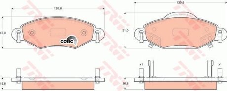 Гальмівні колодки дискові TOYOTA Yaris "F "99-05 (France made) TRW GDB3324