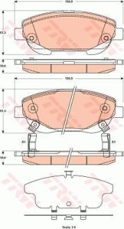 Гальмівні колодки дискові TOYOTA Avensis/Verso "F (201012->) "08>> TRW GDB3518