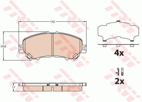 Гальмівні колодки дискові NISSAN Qashqai/Rogue/X-trail "F \'\'13>> TRW GDB3631