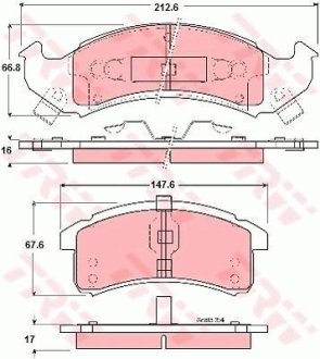 Гальмівні колодки дискові BUICK (GM) - CADILLAC (GM) - CHEVROLET (GM) - OLDSMOBILE (GM) - PONTIAC (TRW GDB4000