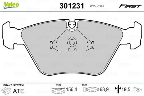 Гальмівні колодки дискові BMW 3/5/7/Z3/Z4 "1,8-5,0 "F "86-09 Valeo 301231 (фото 1)