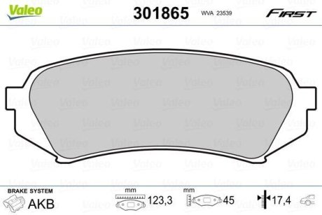 Гальмівні колодки дискові LEXUS/TOYOTA LX470/LandCruiser100 "4,2-4,7 "R "98-08 Valeo 301865