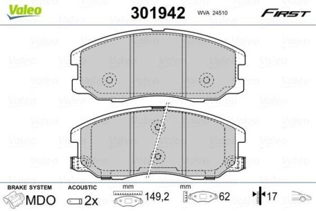 Гальмівні колодки дискові CHEVROLET/OPEL Captiva/Antara "2,0-3,2 "F "06>> Valeo 301942