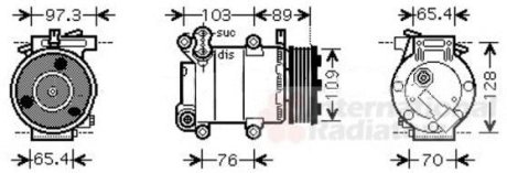 Компресор кондиціонера FORD C-MAX / VOLVO S40 07 > 12 Van Wezel 1800K391