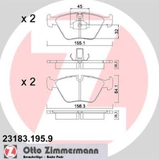 Комплект гальмівних колодок ZIMMERMANN 231831959