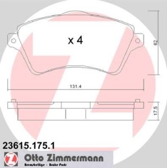 Комплект гальмівних колодок ZIMMERMANN 236151751