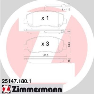 Комплект гальмівних колодок ZIMMERMANN 251471801 (фото 1)