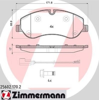 Комплект тормозных колодок ZIMMERMANN 25602.170.2 (фото 1)