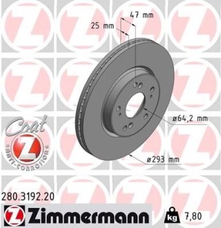 Диск гальмівний ZIMMERMANN 280319220